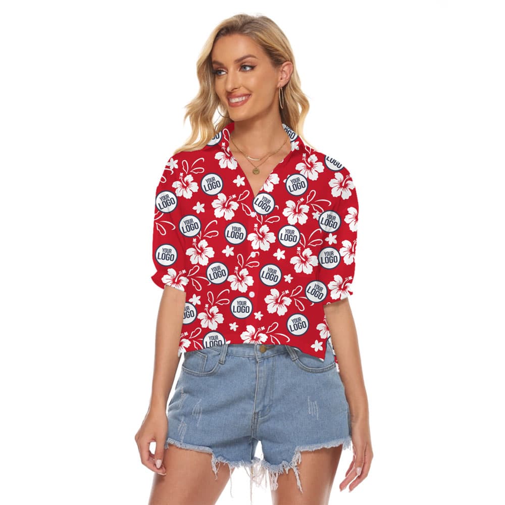 Custom Logo Tropical Floral Print Crop Top