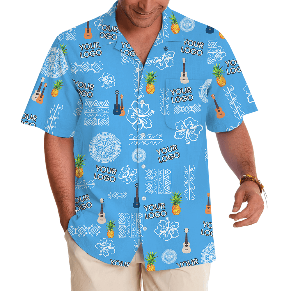 Custom Logo Vintage Blue Hawaiian Shirt For Party (3)