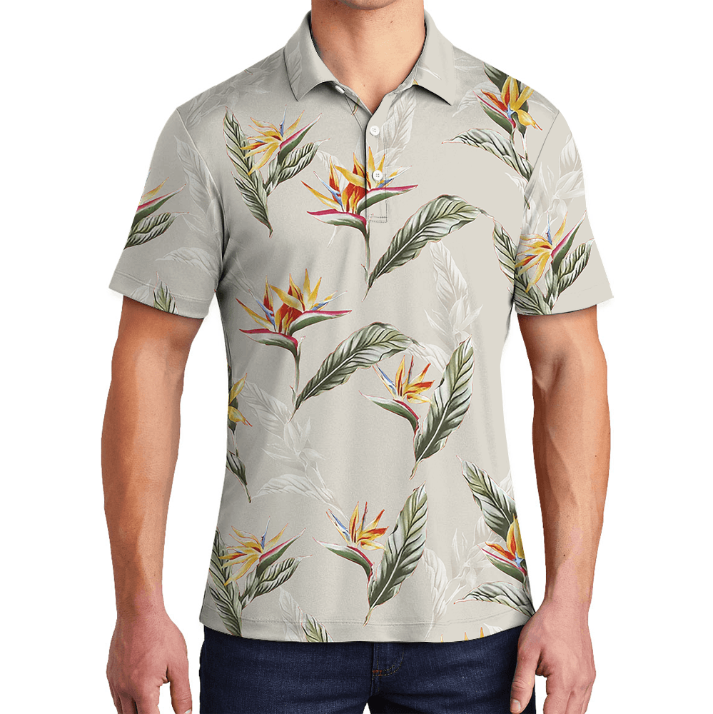 Floral Tropical Polo Shirt With Custom Logo (4)