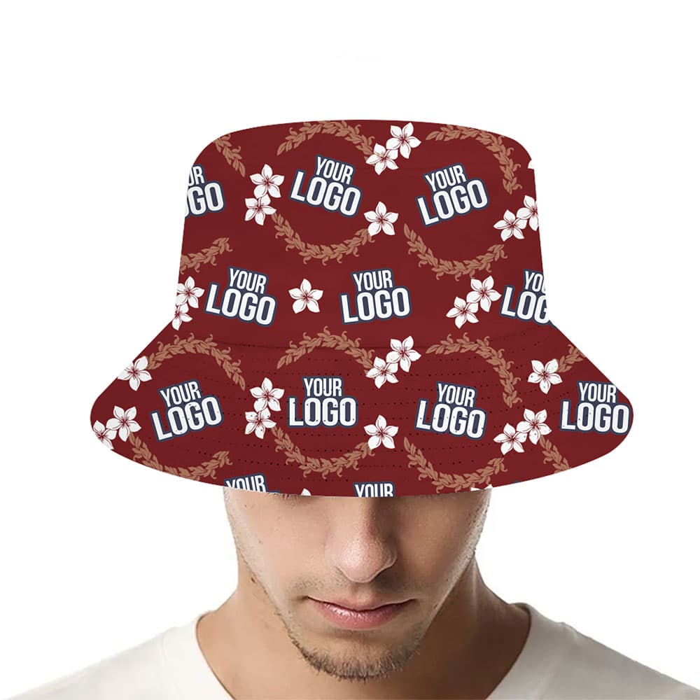 Plumeria Flower And Wreath Custom Logo Bucket Hat