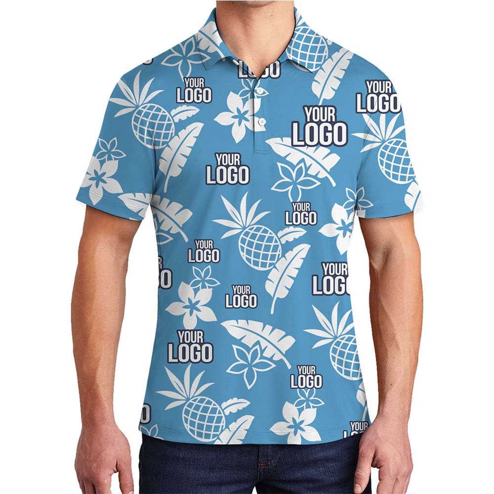 Tropical Pattern Custom Logo Polo Shirt