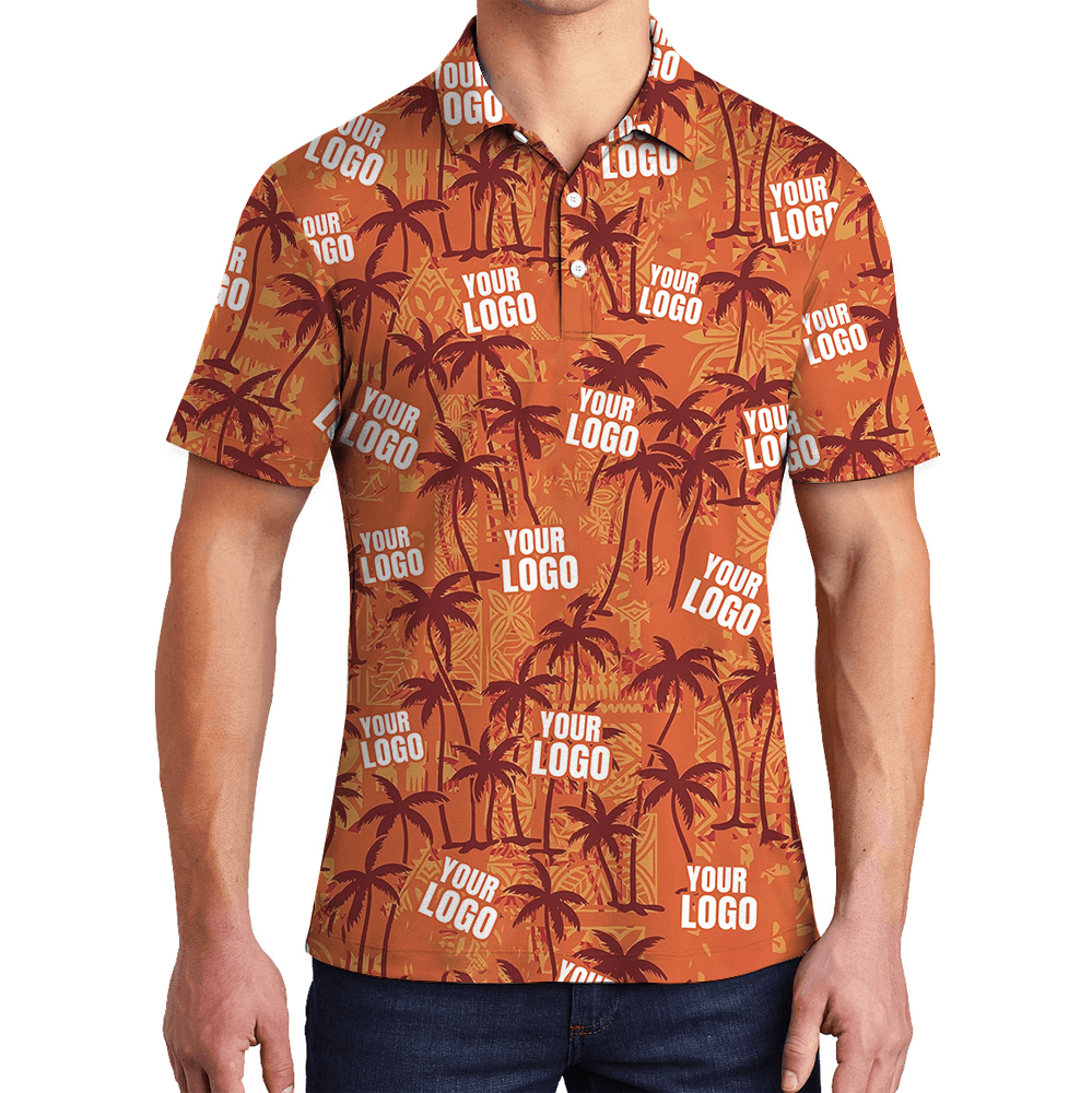 Vintage Custom Logo Orange Palm Polo Shirt (1)