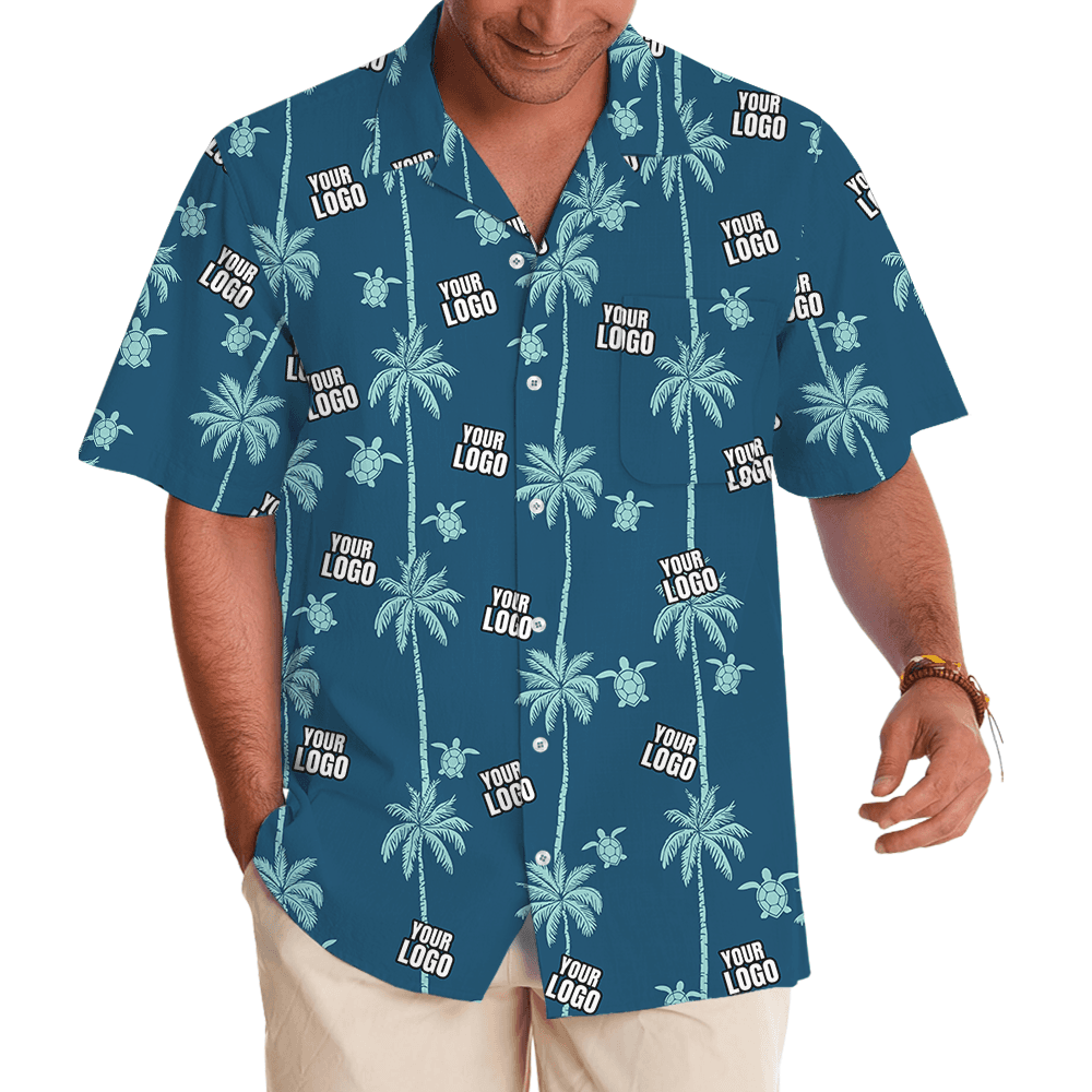 White Hawaiian Coconut And Sea Turtle Shirt With Custom Logo (4)