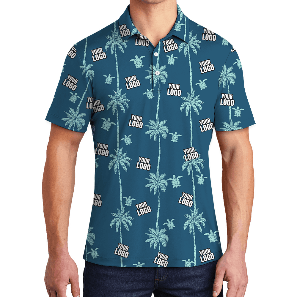White Polo Coconut And Sea Turtle Shirt With Custom Logo (2)