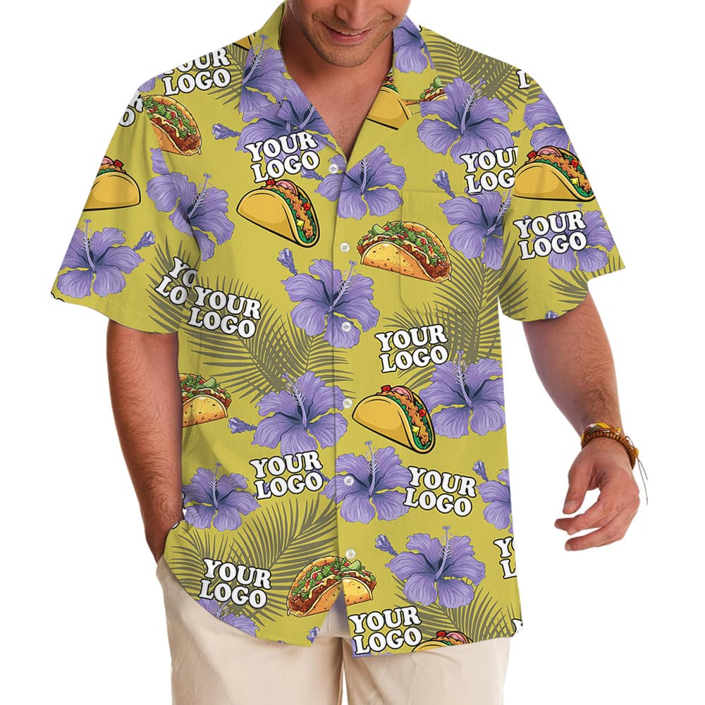 Yellow Taco and Floral Pattern Hawaiian Shirt