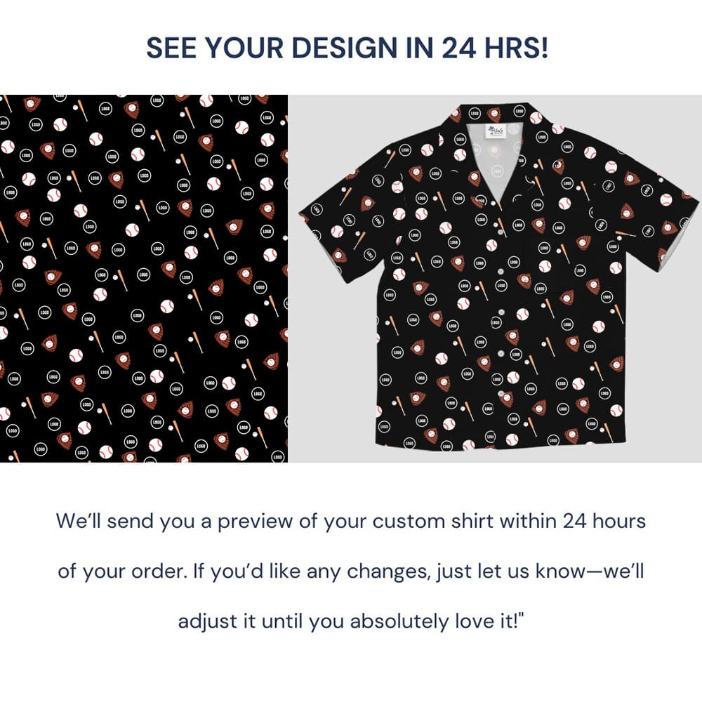 Black Custom Logo Golf Print Hawaiian Shirt