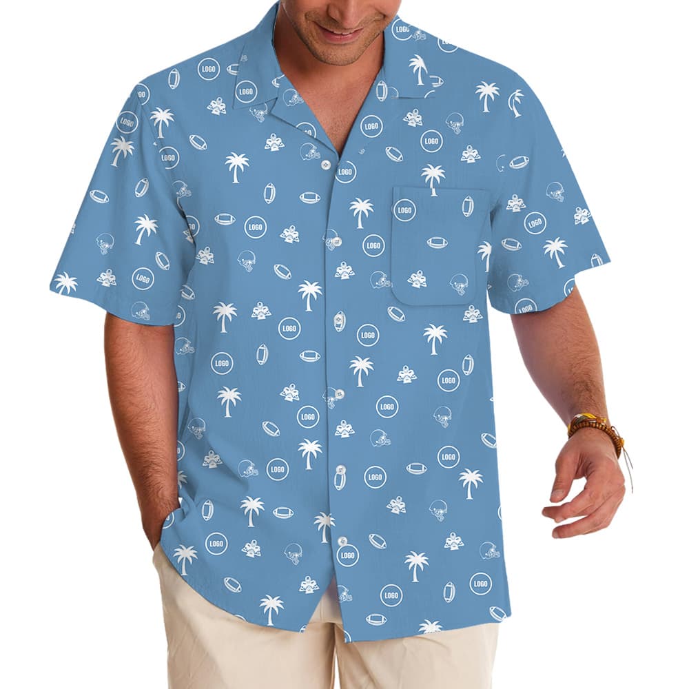 Blue Baseball Hawaiian Shirt With Custom Logo