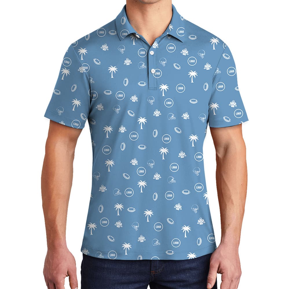 Blue Baseball Polo Shirt With Custom Logo