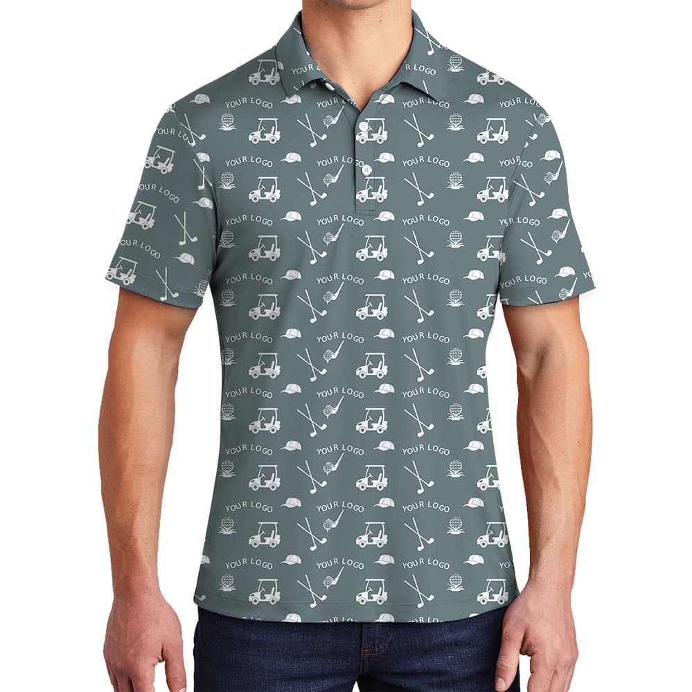 Blue Gray Custom Logo Polo Shirt For Golf