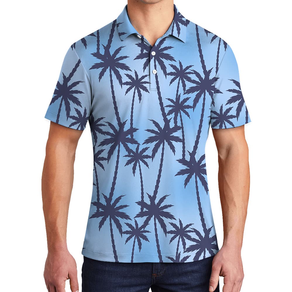 Blue Hawaiian Summer Design Polo Shirt
