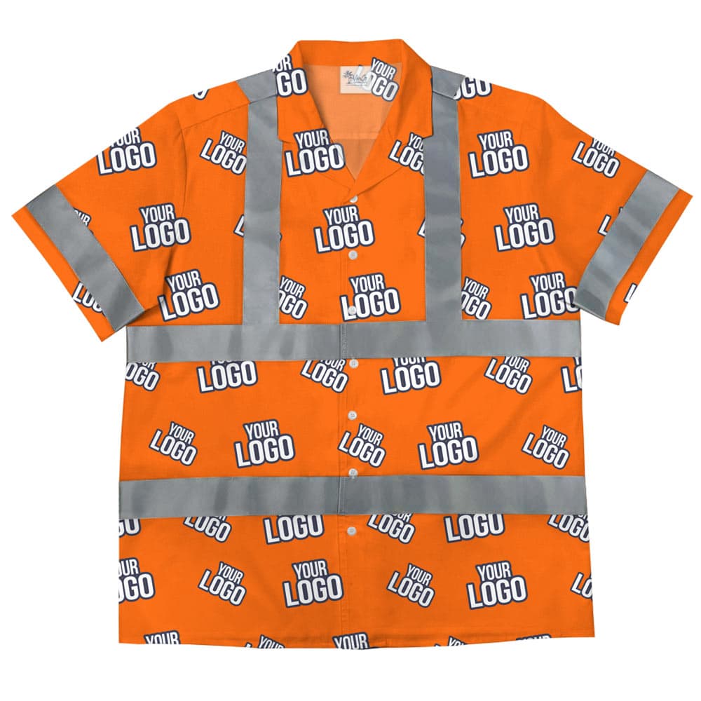 Classic 3 Custom Logo Hawaiian Shirt With Reflective Strip Orange