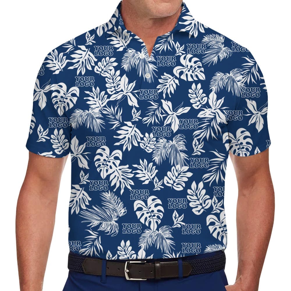 Custom Company Logo Tropical Golf Shirt With Preview