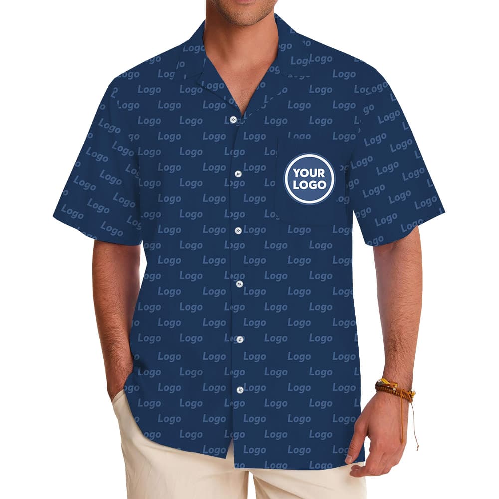 Custom Logo And Color Hawaiian Shirt With Pocket