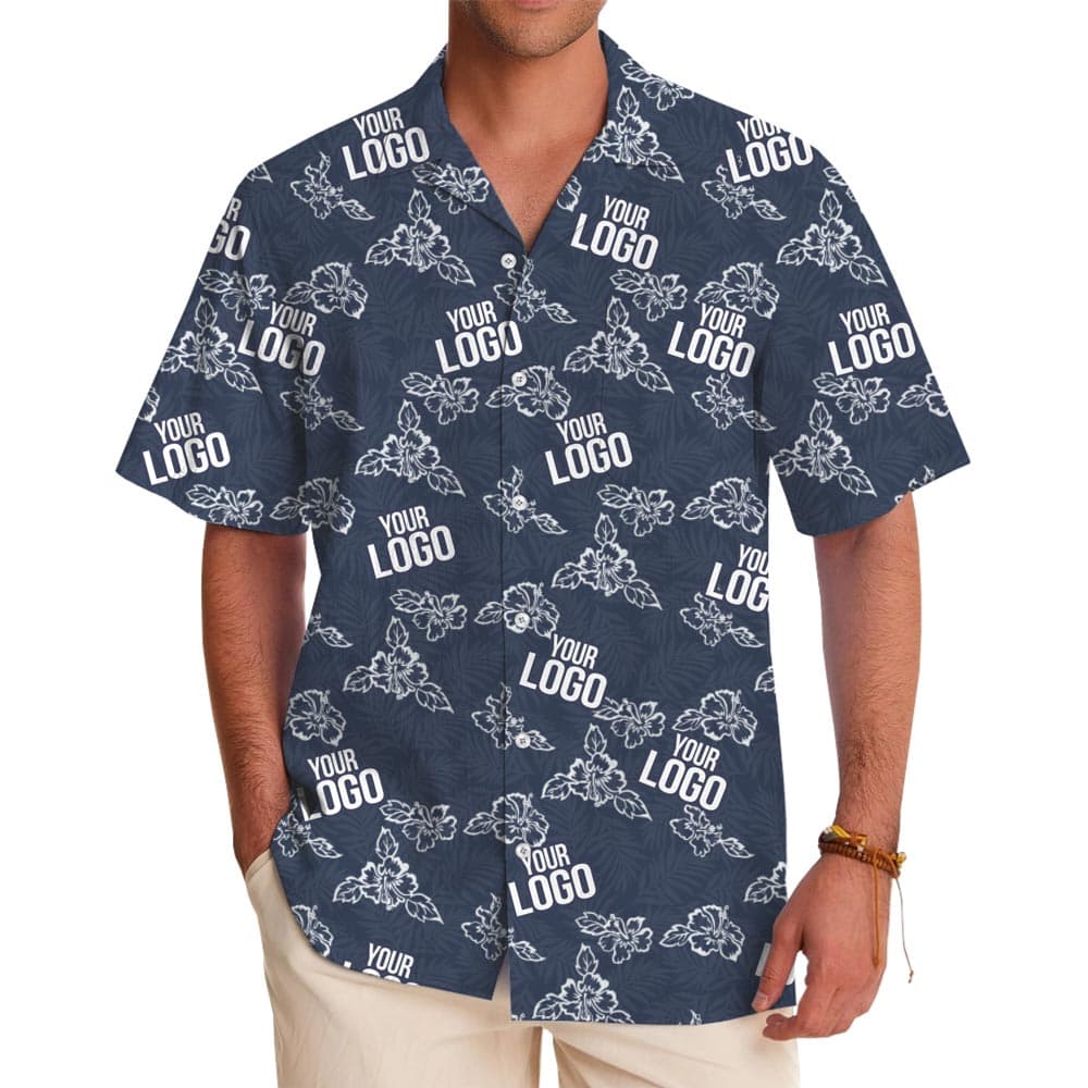 Custom Logo And Color Hibiscus Hawaiian Shirt With Preview