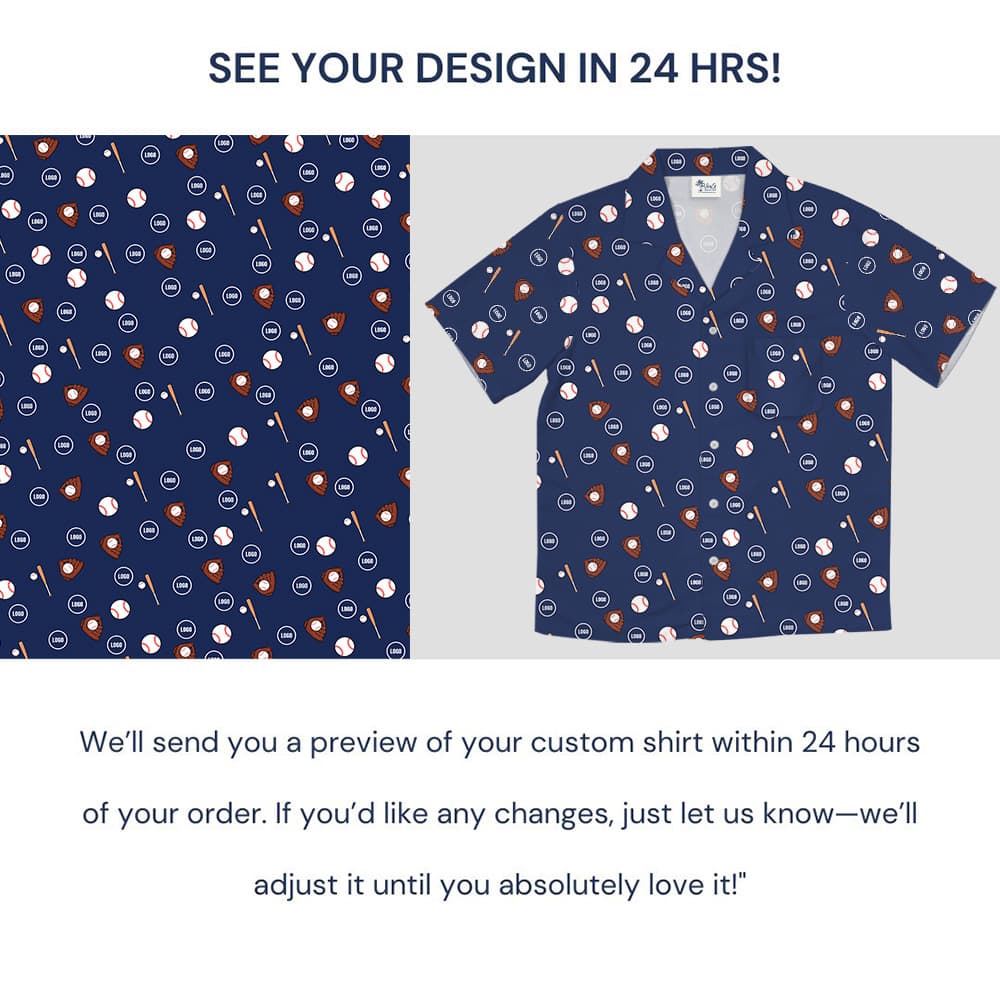 Custom Logo Navy Golf Pattern Hawaiian Shirt