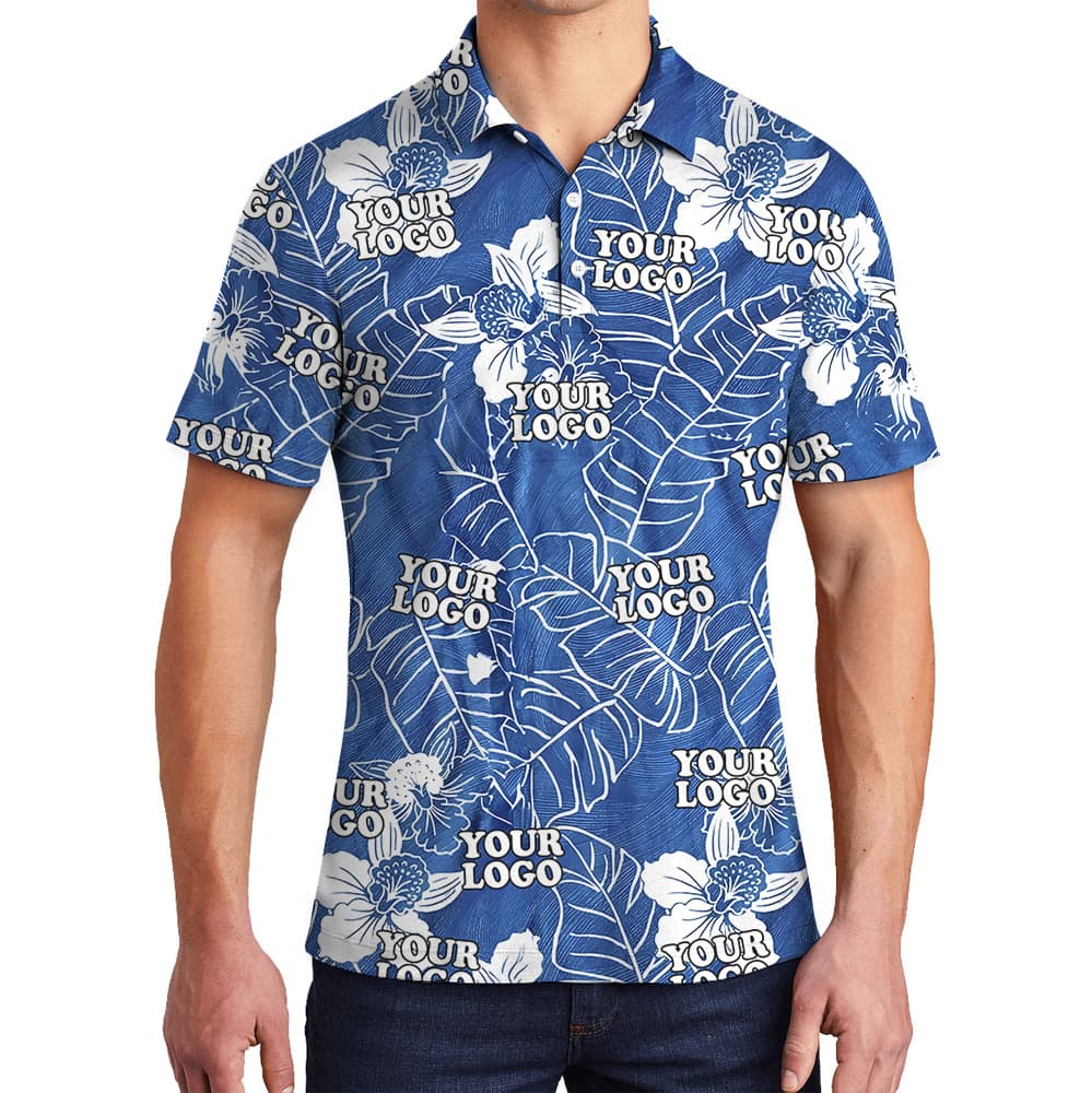 Custom Logo Ocean Background Banana Leaf Orchid Polo Shirt