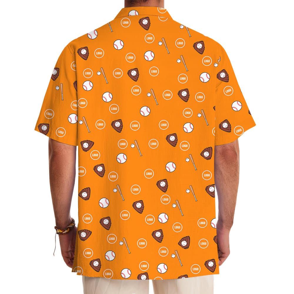 Custom Logo Orange Golf Print Hawaiian Shirt