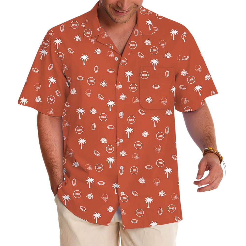 Custom Logo Tropical Baseball Orange Hawaiian Shirt