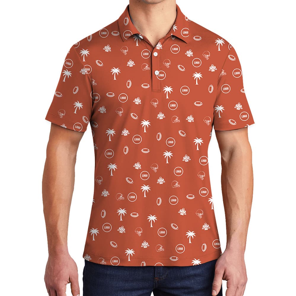 Custom Logo Tropical Baseball Orange Polo Shirt