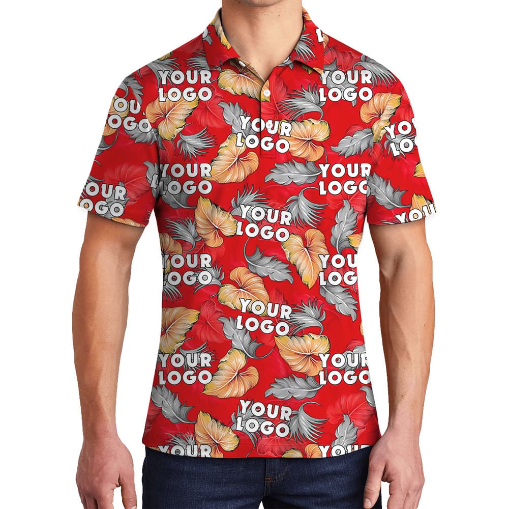 Custom Logo Tropical Fern Monstera Leaves Polo Shirt