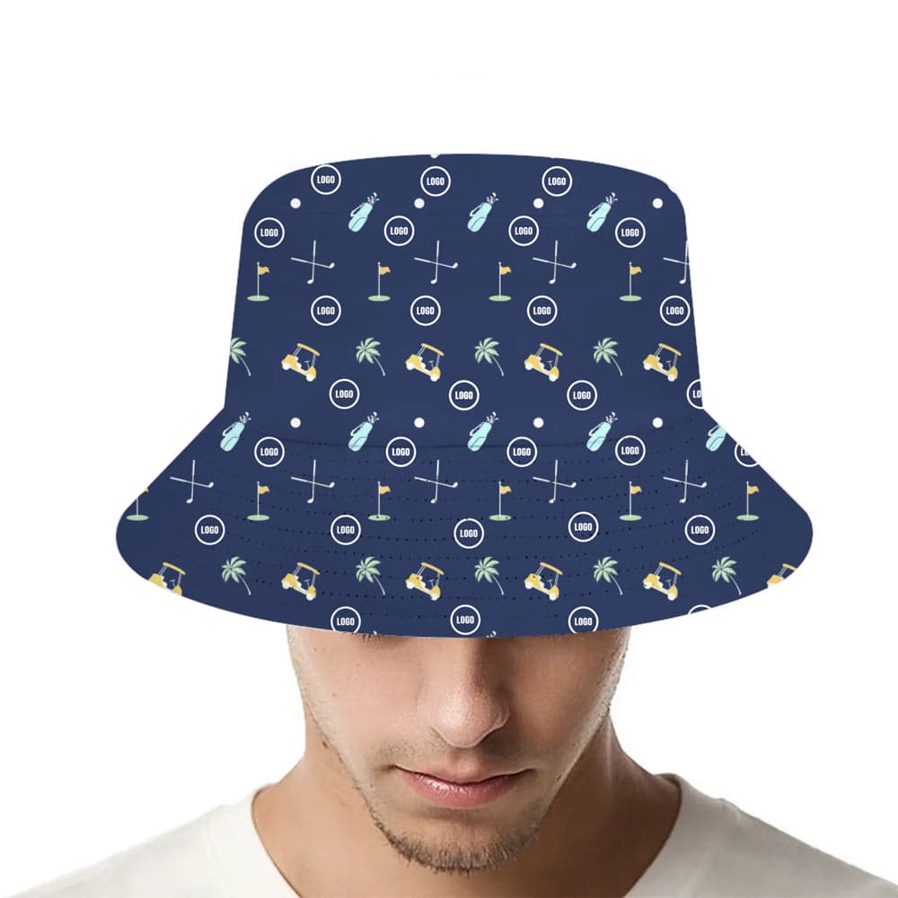 Custom Logo Tropical Golf Bucket Hat Live Preview