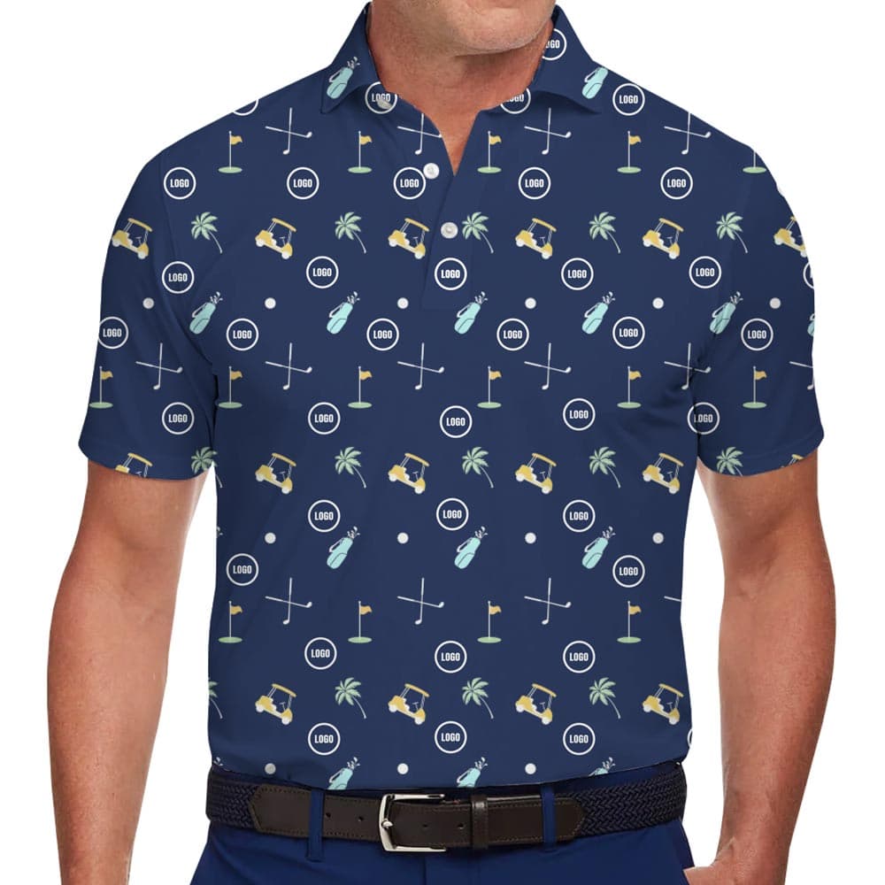Custom Logo Tropical Golf Collared Shirt With Preview