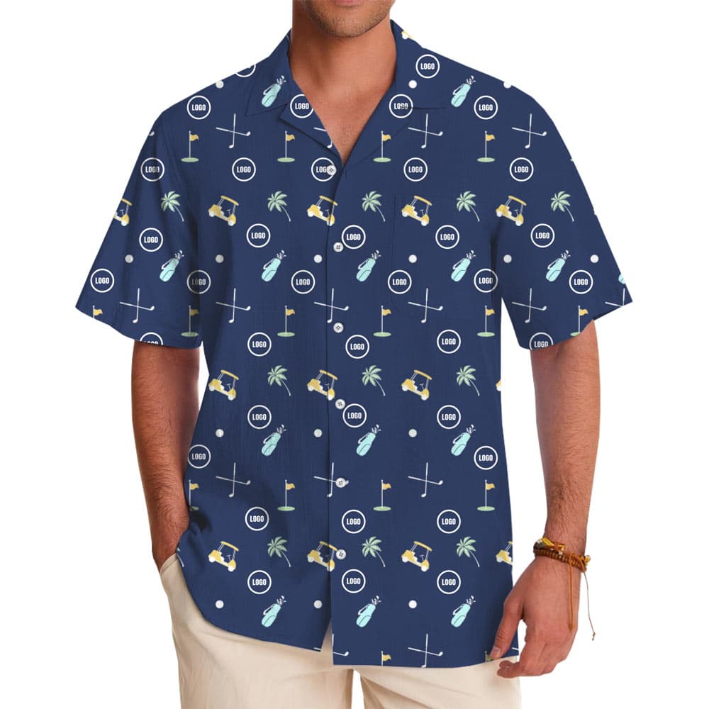 Custom Logo Tropical Golf Hawaiian Shirt With Preview