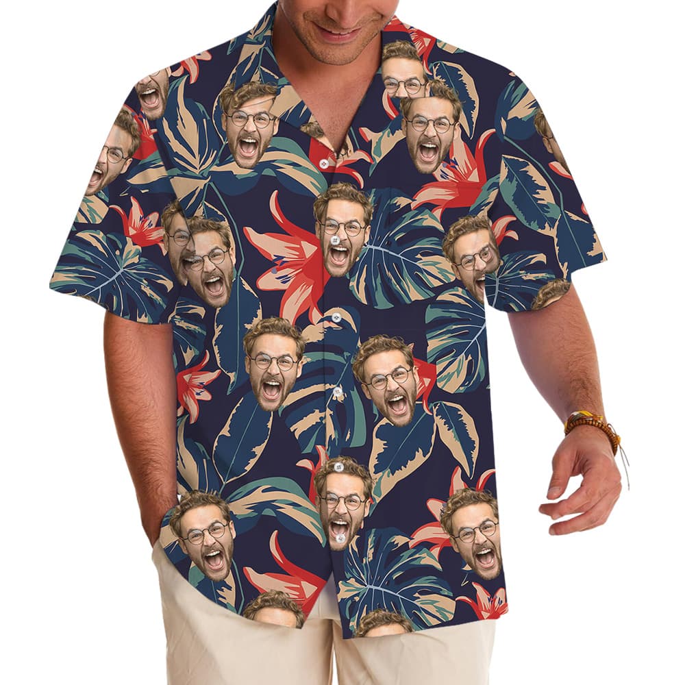 Funny Tropical Custom Face Pattern Hawaiian Shirt
