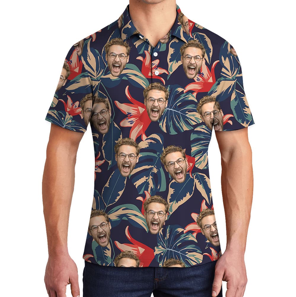 Funny Tropical Custom Face Pattern Polo Shirt