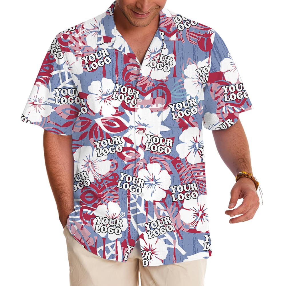Hawaiian Shirt Tiki Tropical Floral Pattern With Custom Logo