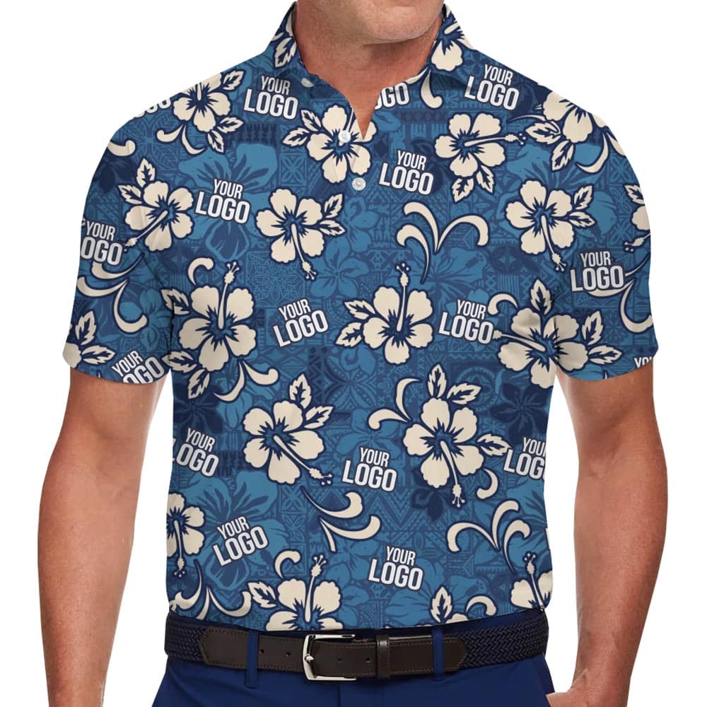 Hibiscus Floral Collared Polo Shirt With Logo And Preview