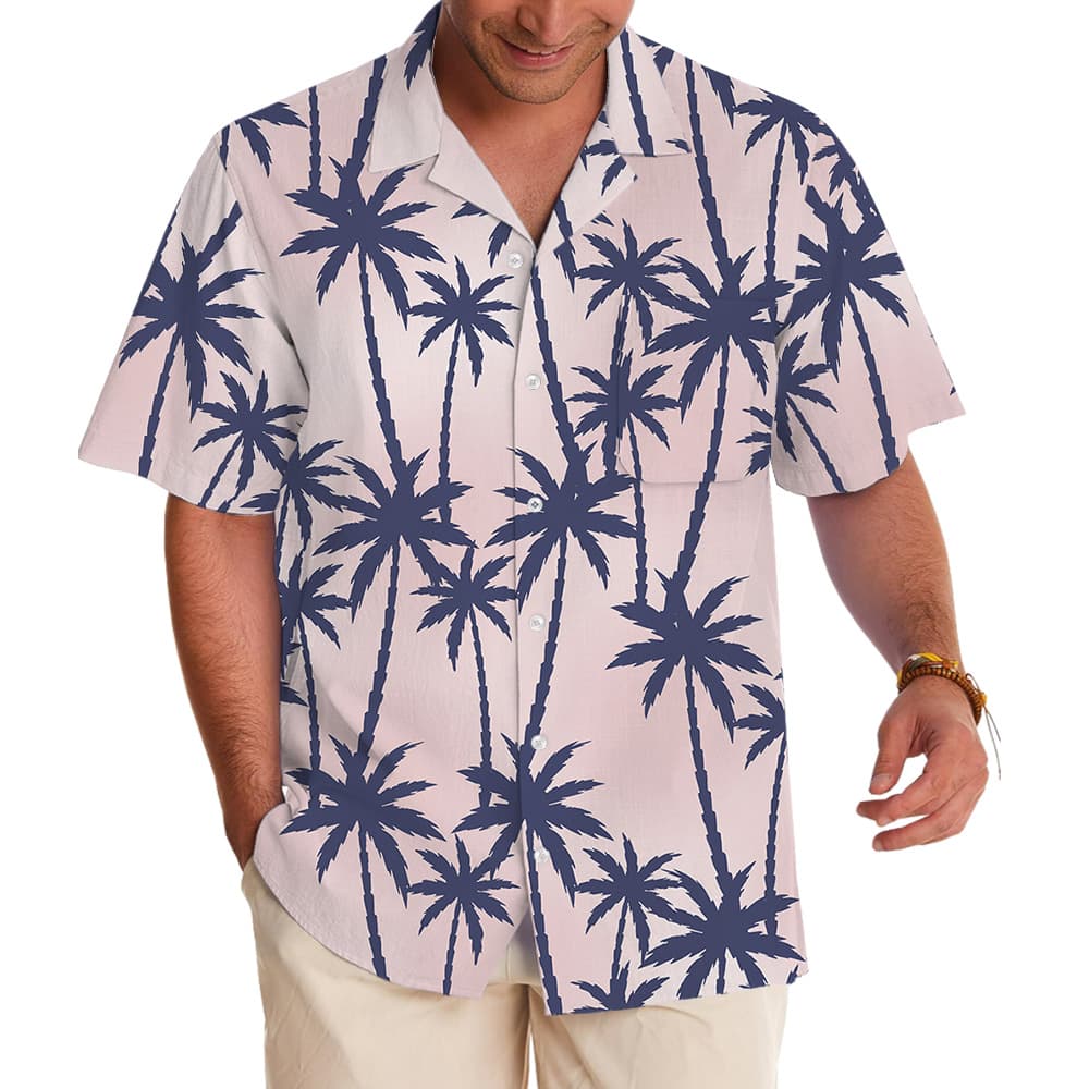 Island Palm Seamless Pattern Pink Hawaiian Shirt