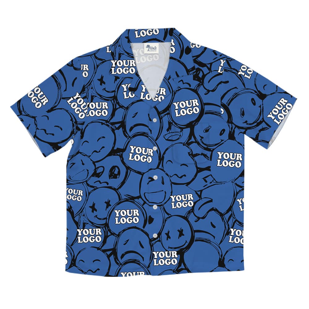 Navy Emoticon Design Custom Logo Hawaiian Shirt