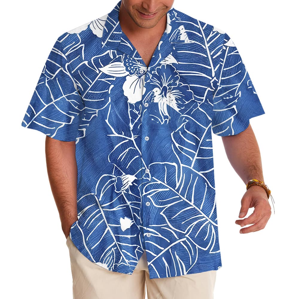 Ocean Background Banana Leaf Orchid Hawaiian Shirt