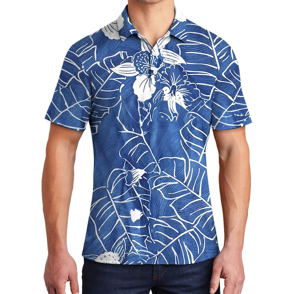 Ocean Background Banana Leaf Orchid Polo Shirt