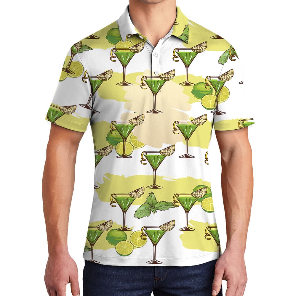 Polo Shirt With Summer Cocktail Print