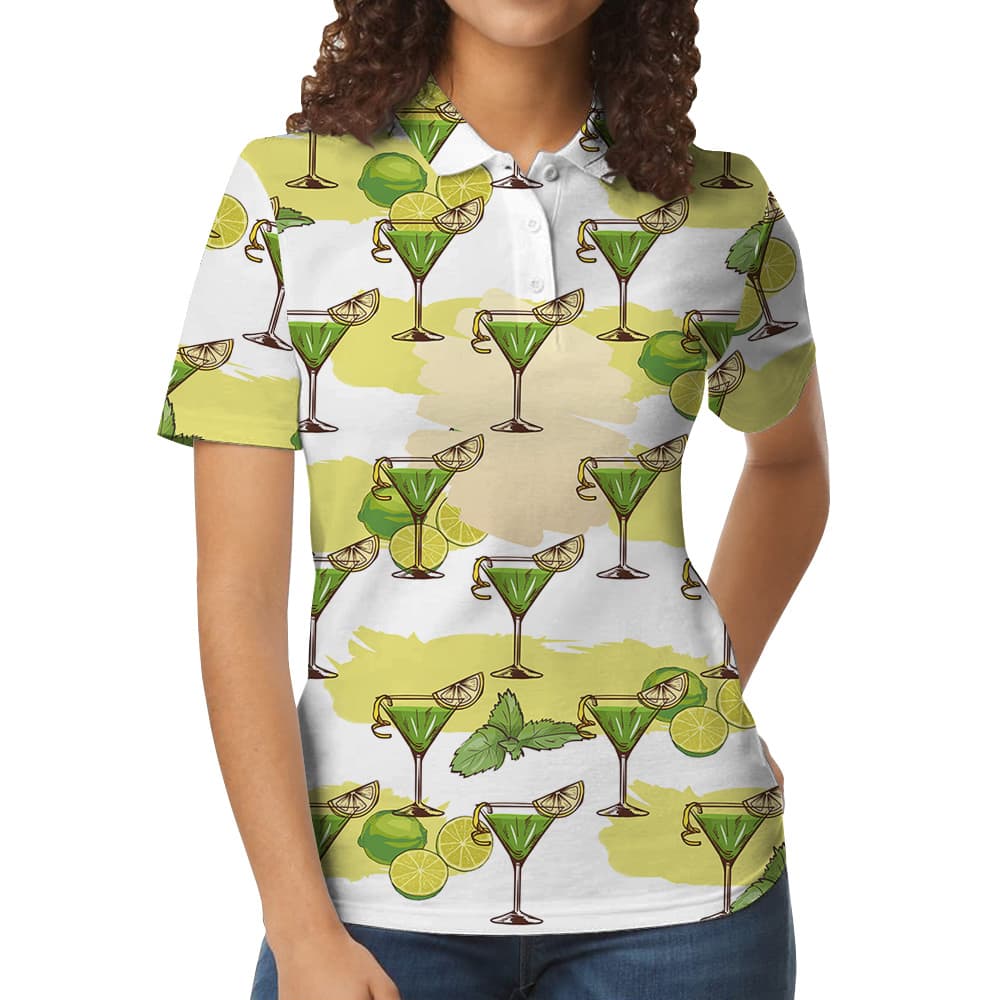Polo Shirt With Summer Cocktail Print