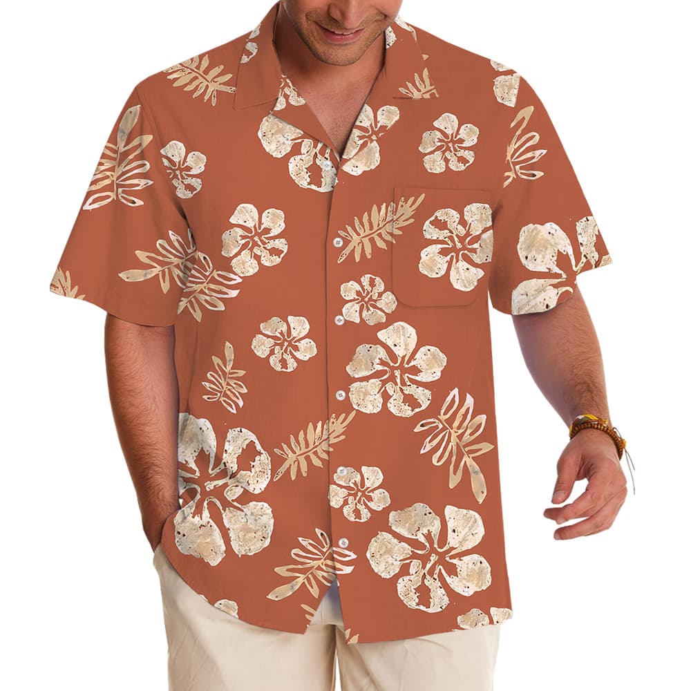 Premium Orange Hawaiian Shirt Tropical Vibe