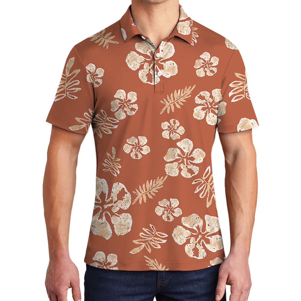 Premium Orange Polo Shirt Tropical Vibe