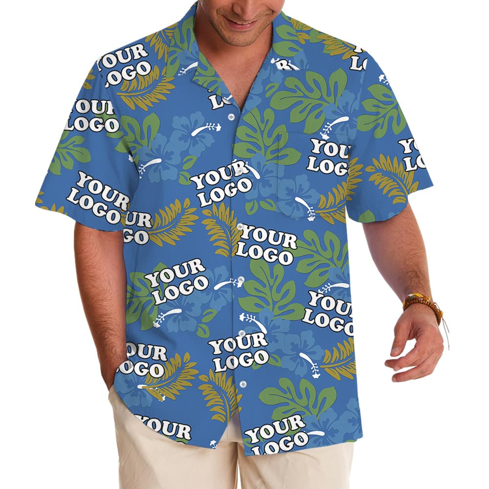 Tropical Jungle Theme Pattern Custom Logo Hawaiian Shirt