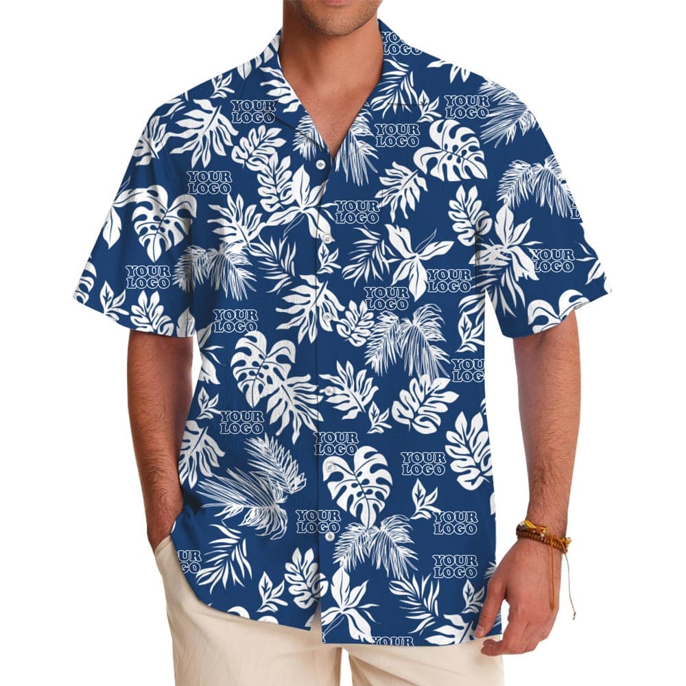 Tropical Leaf Custom Hawaiian Shirt With Company Logo