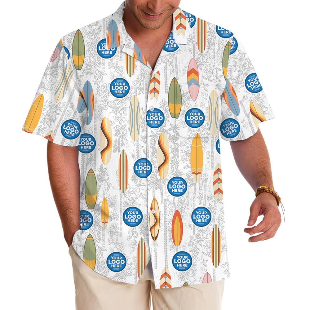 Beach Surfboard Custom Logo Hawaiian Shirt