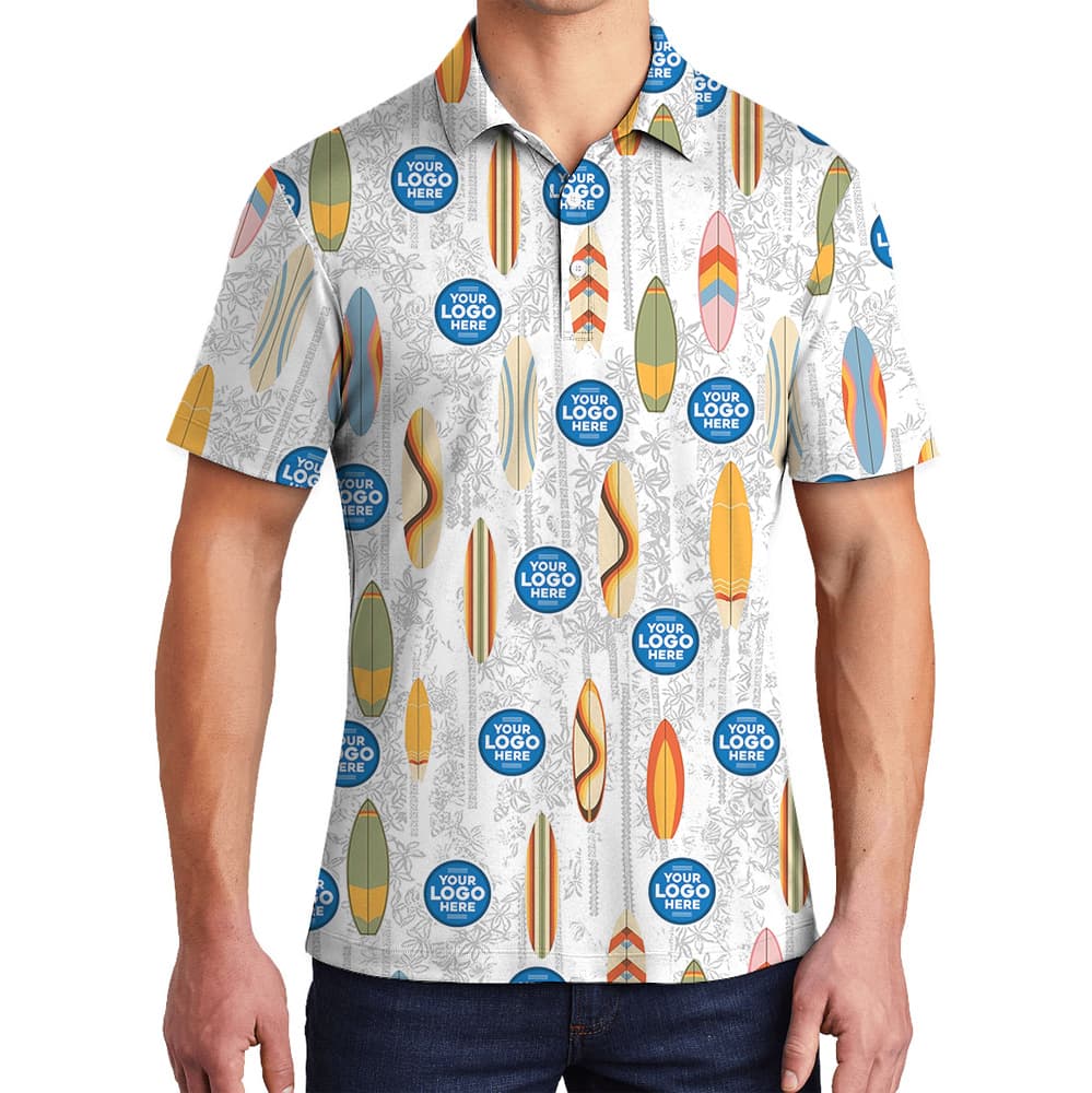 Beach Surfboard Custom Logo Polo Shirt
