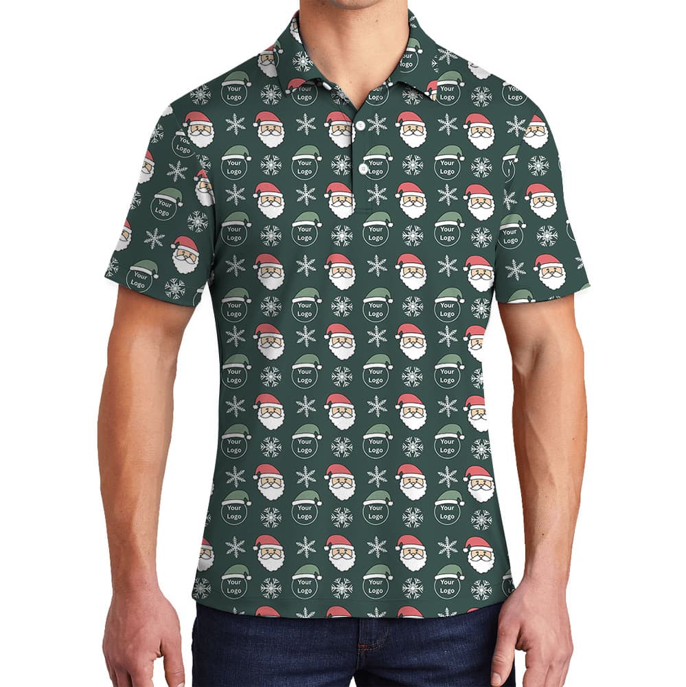 Christmas Custom Logo Santa Claus Navy Polo Shirt