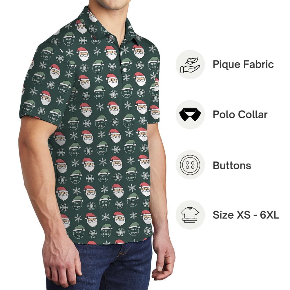 Christmas Custom Logo Santa Claus Navy Polo Shirt