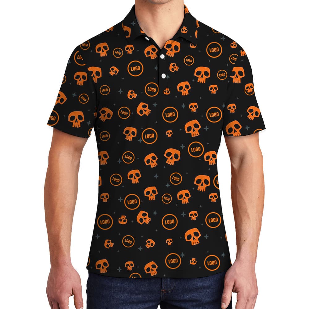Creepy Skull Custom Logo Halloween Polo Shirt