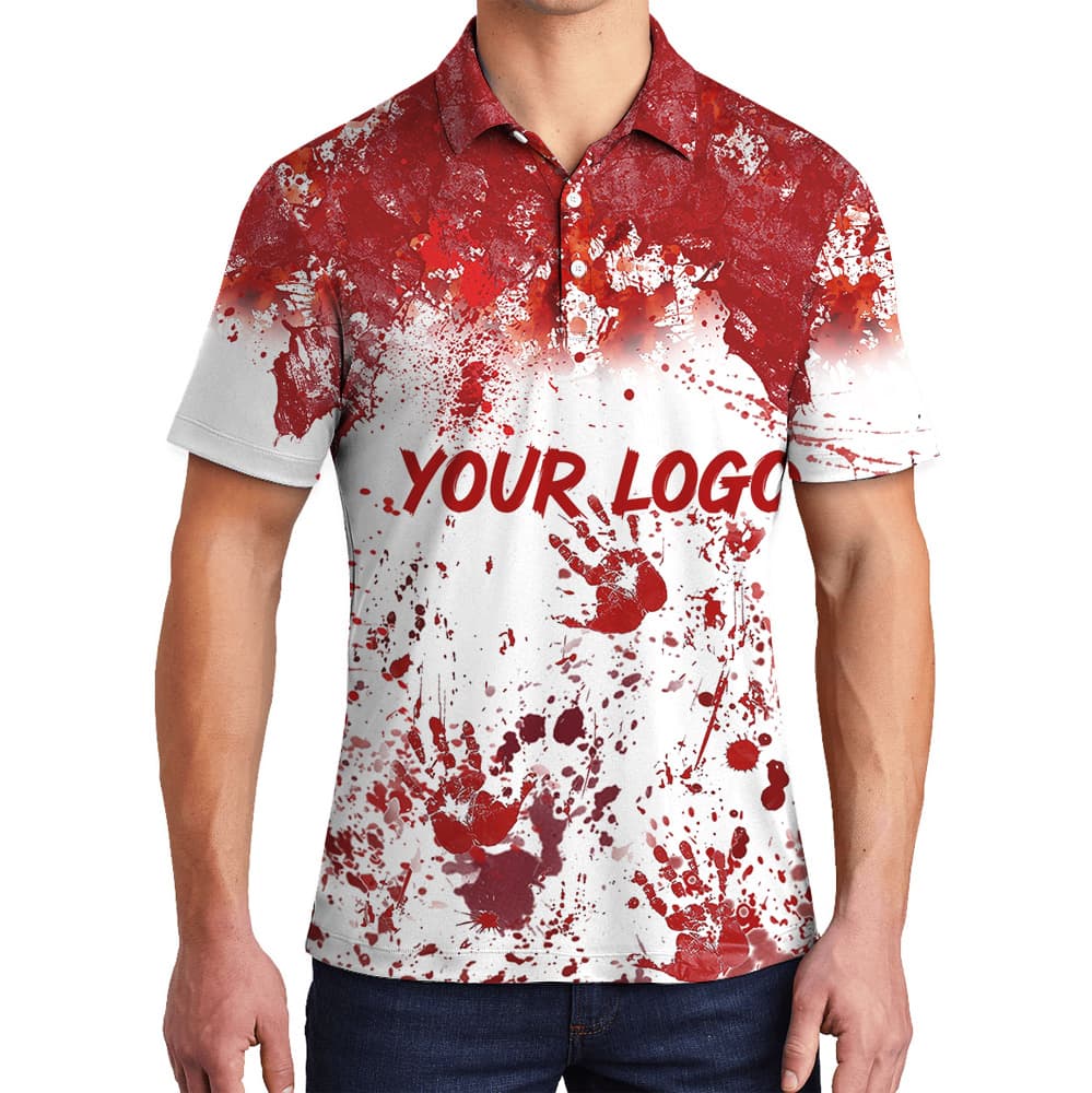 Custom Logo Red Splatter Halloween Polo Shirt