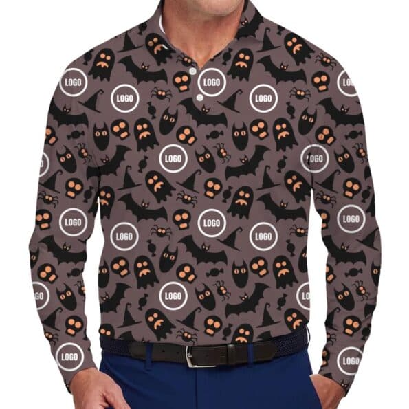 Custom Logo Spooky Long Sleeves Polo Shirt With Live Preview