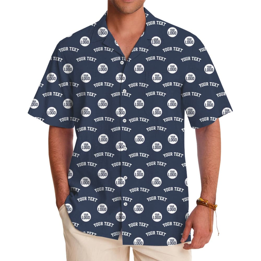 Customizable Logo And Text Hawaiian Shirt For Branding