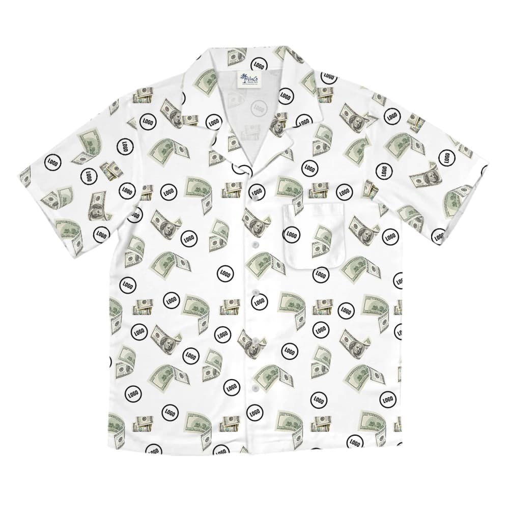 Dollar Bill White Custom Logo Hawaiian Shirt